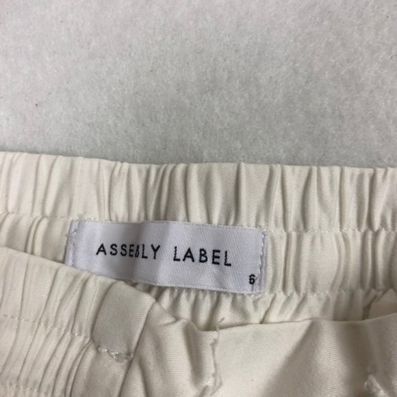 ASSEMBLY LABLE White Track Pant size 6 Elastic Hem Cotton Womens - Picture 2 of 11